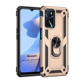 Microsonic Oppo A16 Military Ring Holder Gold Cep Telefonu Kılıfı