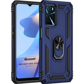 Microsonic Oppo A16 Military Ring Holder Lacivert Cep Telefonu Kılıfı