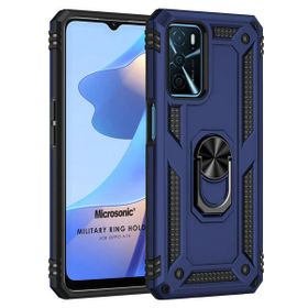 Microsonic Oppo A16 Military Ring Holder Lacivert Cep Telefonu Kılıfı