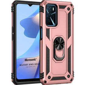 Microsonic Oppo A16 Military Ring Holder Rose Gold Cep Telefonu Kılıfı