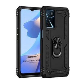 Microsonic Oppo A16 Military Ring Holder Siyah Cep Telefonu Kılıfı