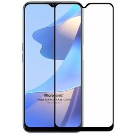Microsonic Oppo A16 Tam Kaplayan Temperli Cam Siyah Ekran Koruyucu