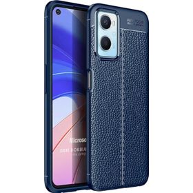 Microsonic Oppo A36 Deri Dokulu Silikon Lacivert Kılıf
