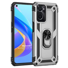 Microsonic Oppo A36 Military Ring Holder Gümüş Kılıf