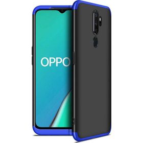 Microsonic Oppo A5 2020 Double Dip 360 Protective Siyah Mavi Cep Telefonu Kılıfı