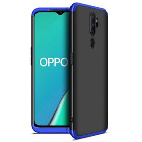 Microsonic Oppo A5 2020 Double Dip 360 Protective Siyah Mavi Cep Telefonu Kılıfı