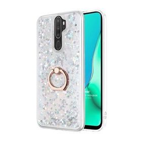 Microsonic Oppo A5 2020 Glitter Liquid Holder Gümüş Cep Telefonu Kılıfı