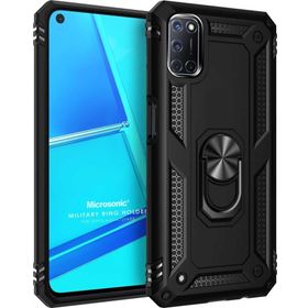 Microsonic Oppo A52 Military Ring Holder Siyah Cep Telefonu Kılıfı