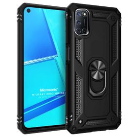 Microsonic Oppo A52 Military Ring Holder Siyah Cep Telefonu Kılıfı