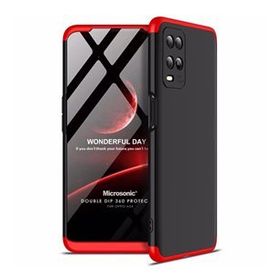 Microsonic Oppo A54 4G Double Dip 360 Protective Siyah Kırmızı Cep Telefonu Kılıfı