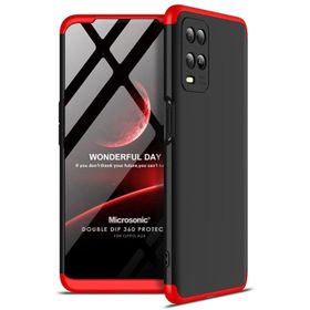 Microsonic Oppo A54 4G Double Dip 360 Protective Siyah Kırmızı Cep Telefonu Kılıfı