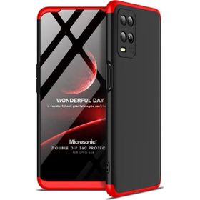 Microsonic Oppo A54 4G Double Dip 360 Protective Siyah Kırmızı Cep Telefonu Kılıfı