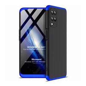 Microsonic Oppo A54 4G Double Dip 360 Protective Siyah Mavi Cep Telefonu Kılıfı
