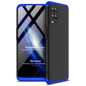 Microsonic Oppo A54 4G Double Dip 360 Protective Siyah Mavi Cep Telefonu Kılıfı