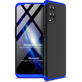 Microsonic Oppo A54 4G Double Dip 360 Protective Siyah Mavi Cep Telefonu Kılıfı
