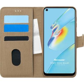 Microsonic Oppo A54 4G Fabric Book Wallet Gold Cep Telefonu Kılıfı