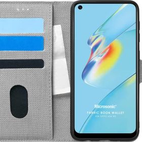 Microsonic Oppo A54 4G Fabric Book Wallet Gri Cep Telefonu Kılıfı