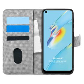 Microsonic Oppo A54 4G Fabric Book Wallet Gri Cep Telefonu Kılıfı