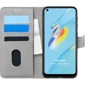 Microsonic Oppo A54 4G Fabric Book Wallet Gri Cep Telefonu Kılıfı