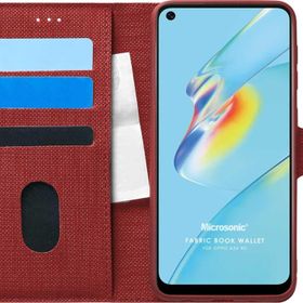 Microsonic Oppo A54 4G Fabric Book Wallet Kırmızı Cep Telefonu Kılıfı
