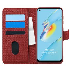 Microsonic Oppo A54 4G Fabric Book Wallet Kırmızı Cep Telefonu Kılıfı