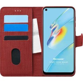 Microsonic Oppo A54 4G Fabric Book Wallet Kırmızı Cep Telefonu Kılıfı