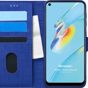 Microsonic Oppo A54 4G Fabric Book Wallet Lacivert Cep Telefonu Kılıfı