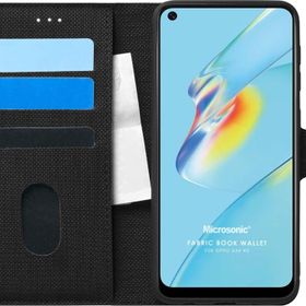 Microsonic Oppo A54 4G Fabric Book Wallet Siyah Cep Telefonu Kılıfı