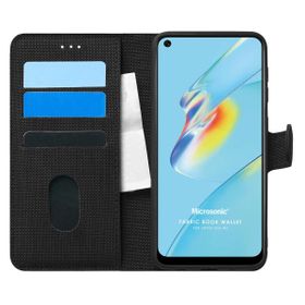 Microsonic Oppo A54 4G Fabric Book Wallet Siyah Cep Telefonu Kılıfı