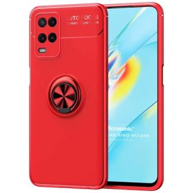 Microsonic Oppo A54 4G Kickstand Ring Holder Kırmızı Cep Telefonu Kılıfı