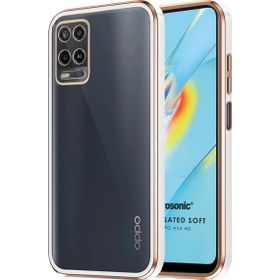 Microsonic Oppo A54 4G Laser Plated Soft Beyaz Cep Telefonu Kılıfı