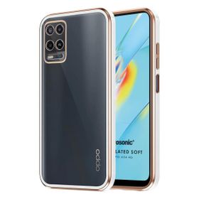 Microsonic Oppo A54 4G Laser Plated Soft Beyaz Cep Telefonu Kılıfı