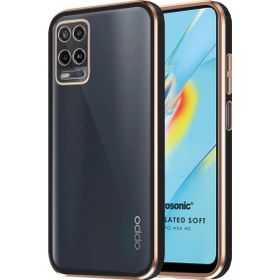 Microsonic Oppo A54 4G Laser Plated Soft Siyah Cep Telefonu Kılıfı