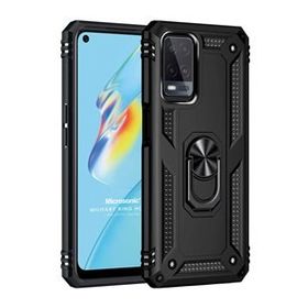 Microsonic Oppo A54 4G Military Ring Holder Siyah Cep Telefonu Kılıfı