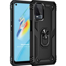Microsonic Oppo A54 4G Military Ring Holder Siyah Cep Telefonu Kılıfı