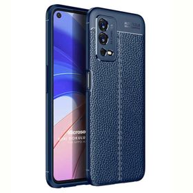 Microsonic Oppo A55 4G Deri Dokulu Silikon Lacivert Cep Telefonu Kılıfı