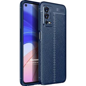 Microsonic Oppo A55 4G Deri Dokulu Silikon Lacivert Cep Telefonu Kılıfı