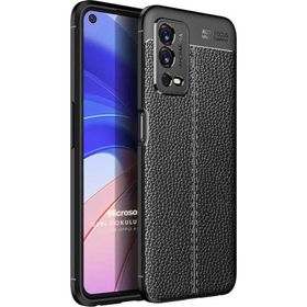 Microsonic Oppo A55 4G Deri Dokulu Silikon Siyah Cep Telefonu Kılıfı