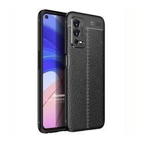 Microsonic Oppo A55 4G Deri Dokulu Silikon Siyah Cep Telefonu Kılıfı