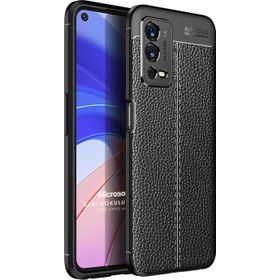 Microsonic Oppo A55 4G Deri Dokulu Silikon Siyah Cep Telefonu Kılıfı