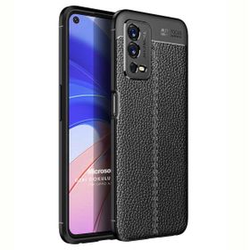 Microsonic Oppo A55 4G Deri Dokulu Silikon Siyah Cep Telefonu Kılıfı