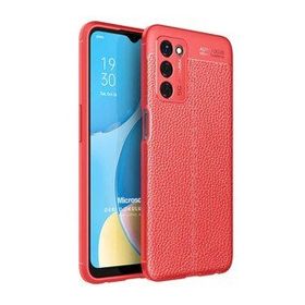 Microsonic Oppo A55 5G Deri Dokulu Silikon Kırmızı Kılıf