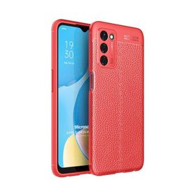 Microsonic Oppo A55 5G Deri Dokulu Silikon Kırmızı Kılıf