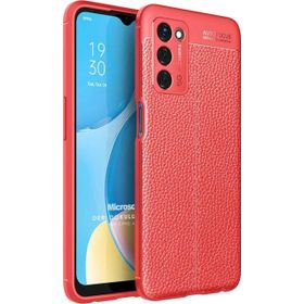 Microsonic Oppo A55 5G Deri Dokulu Silikon Kırmızı Kılıf