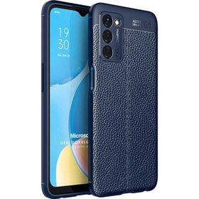 Microsonic Oppo A55 5G Deri Dokulu Silikon Lacivert Kılıf