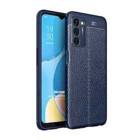 Microsonic Oppo A55 5G Deri Dokulu Silikon Lacivert Kılıf