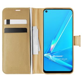 Microsonic Oppo A72 Delux Leather Wallet Gold Cep Telefonu Kılıfı