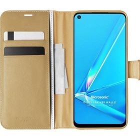 Microsonic Oppo A72 Delux Leather Wallet Gold Cep Telefonu Kılıfı