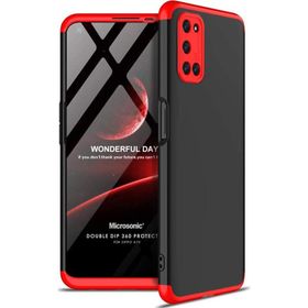 Microsonic Oppo A72 Double Dip 360 Protective Siyah Kırmızı Kılıf