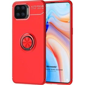 Microsonic Oppo A73 Kickstand Ring Holder Kırmızı Cep Telefonu Kılıfı